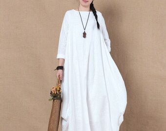 long linen shift dress