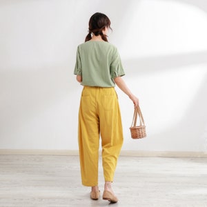 Summer Women Pant Elastic Waist Cotton Pants Soft Casual Loose Large Size Boho Trousers Wide Leg Pant Customized Plus Size Pants Linen Pant image 6