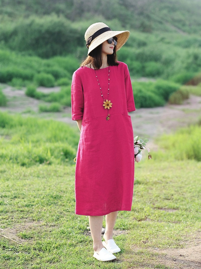 Summer Half Sleeves Dress Soft Casual Loose Dress Tunics Etsy