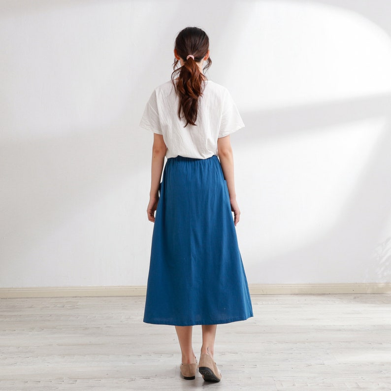 Summer Skirt Elastic Waist Cotton Skirt Casual Loose Skirts Etsy