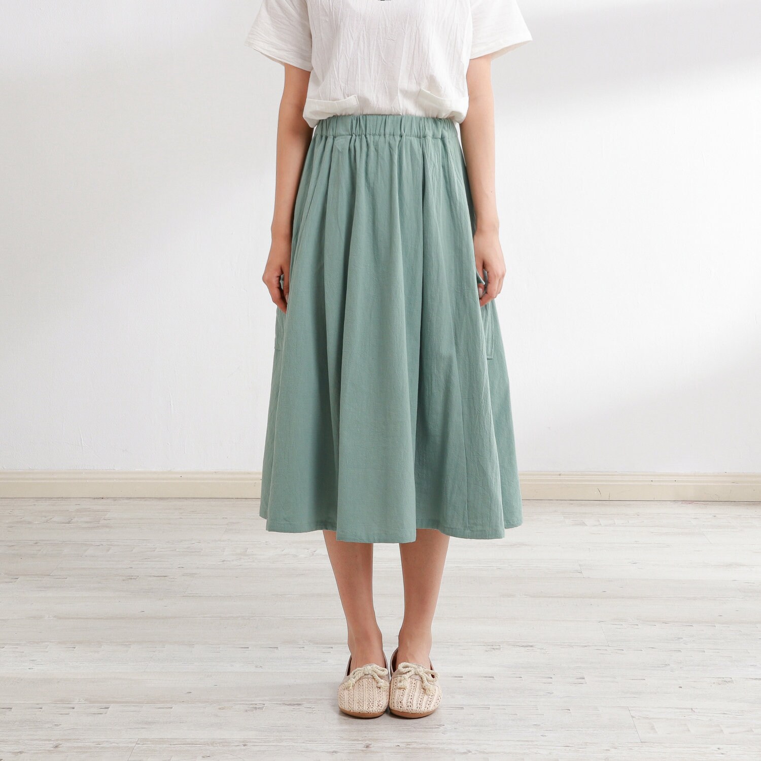 Summer Cotton Skirt Elastic Waist Skirt Casual Loose Skirts Etsy