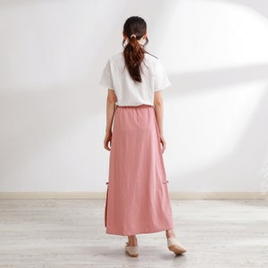 Summer Skirt Elastic Waist Skirts Cotton Skirt Casual Loose Skirts A-line Flared Maxi Skirts Customized Plus Size Skirt Boho Linen Skirt image 6