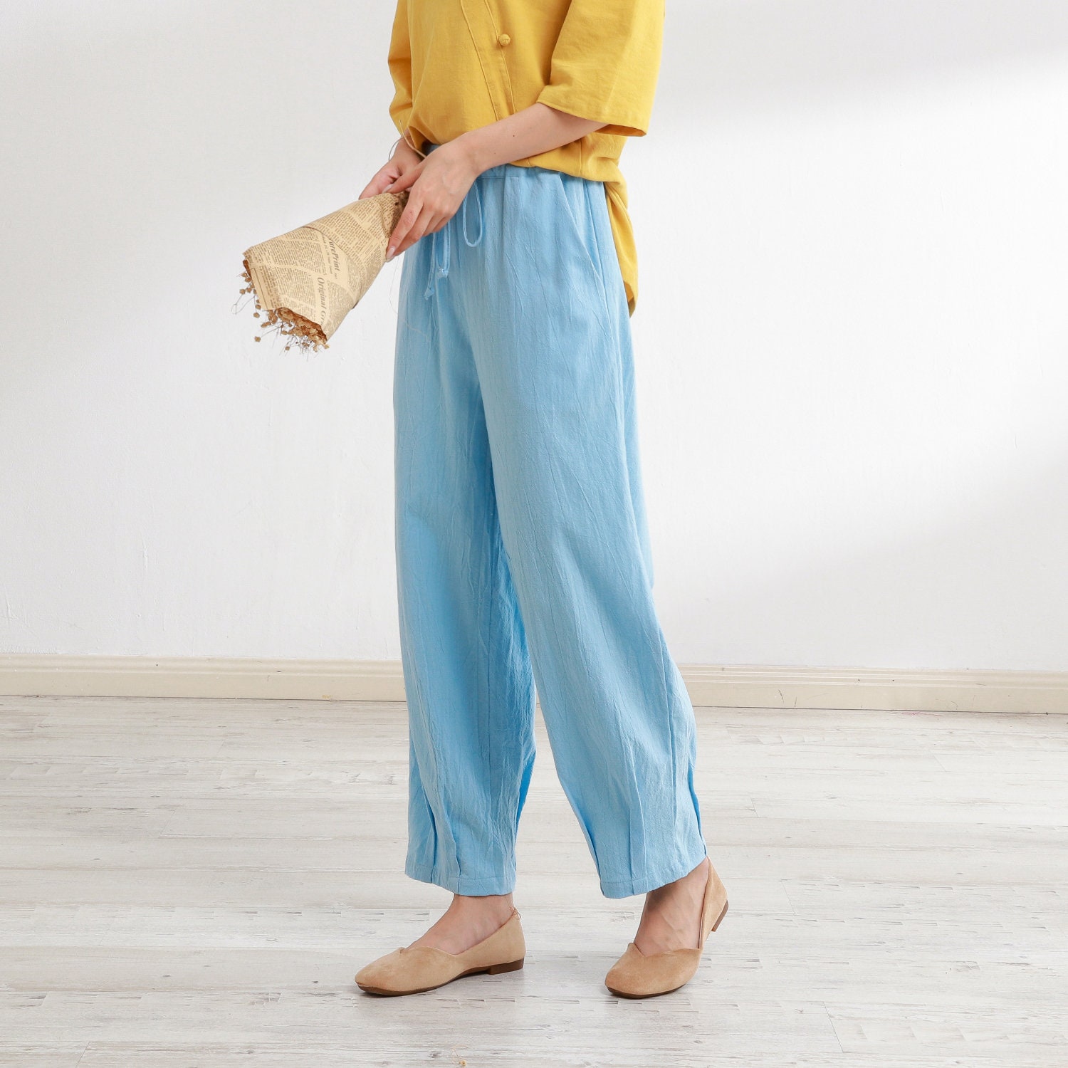 Women Elastic Waist Cotton Pants Soft Casual Loose Large Size - Etsy