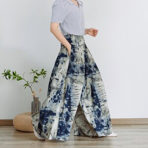 Printed Summer Skirt Pant Women Elastic Waist Pant Floral Cotton Skirt Pant Soft Casual Loose Boho Skirt Pant Customize Plus Size Linen Pant zdjęcie 5