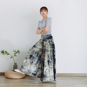 Printed Summer Skirt Pant Women Elastic Waist Pant Floral Cotton Skirt Pant Soft Casual Loose Boho Skirt Pant Customize Plus Size Linen Pant zdjęcie 6