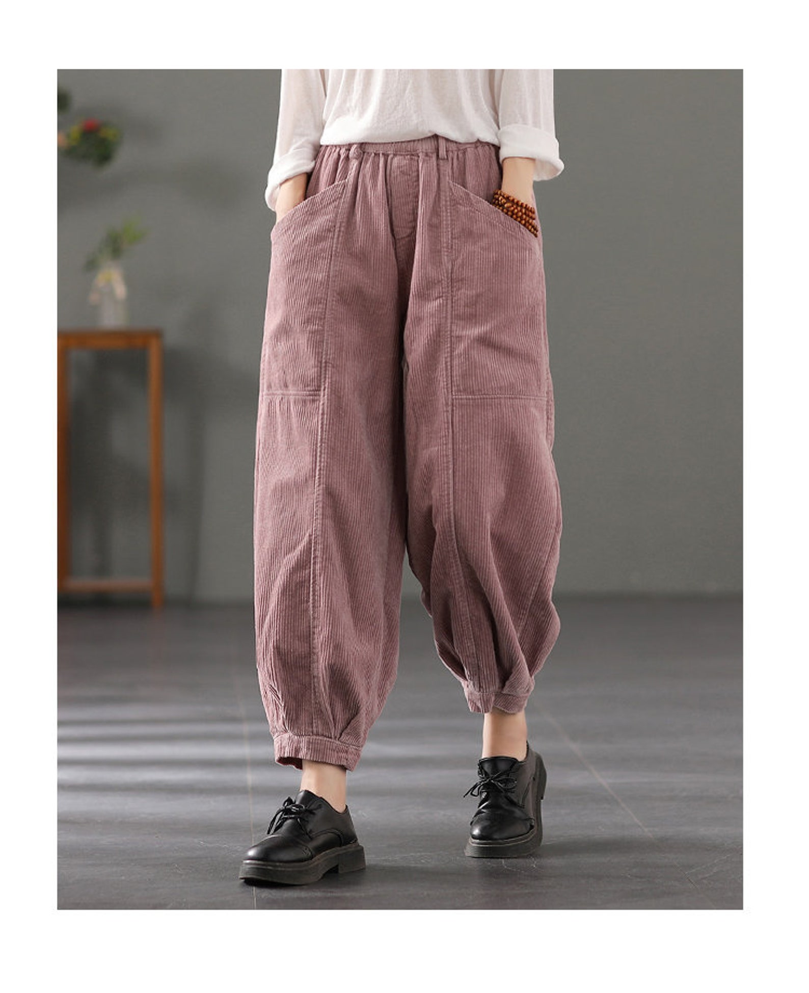 Mittoshop Corduroy Back Elastic Waist Pants
