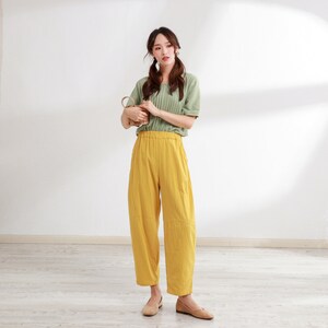 Summer Women Pant Elastic Waist Cotton Pants Soft Casual Loose Large Size Boho Trousers Wide Leg Pant Customized Plus Size Pants Linen Pant image 2