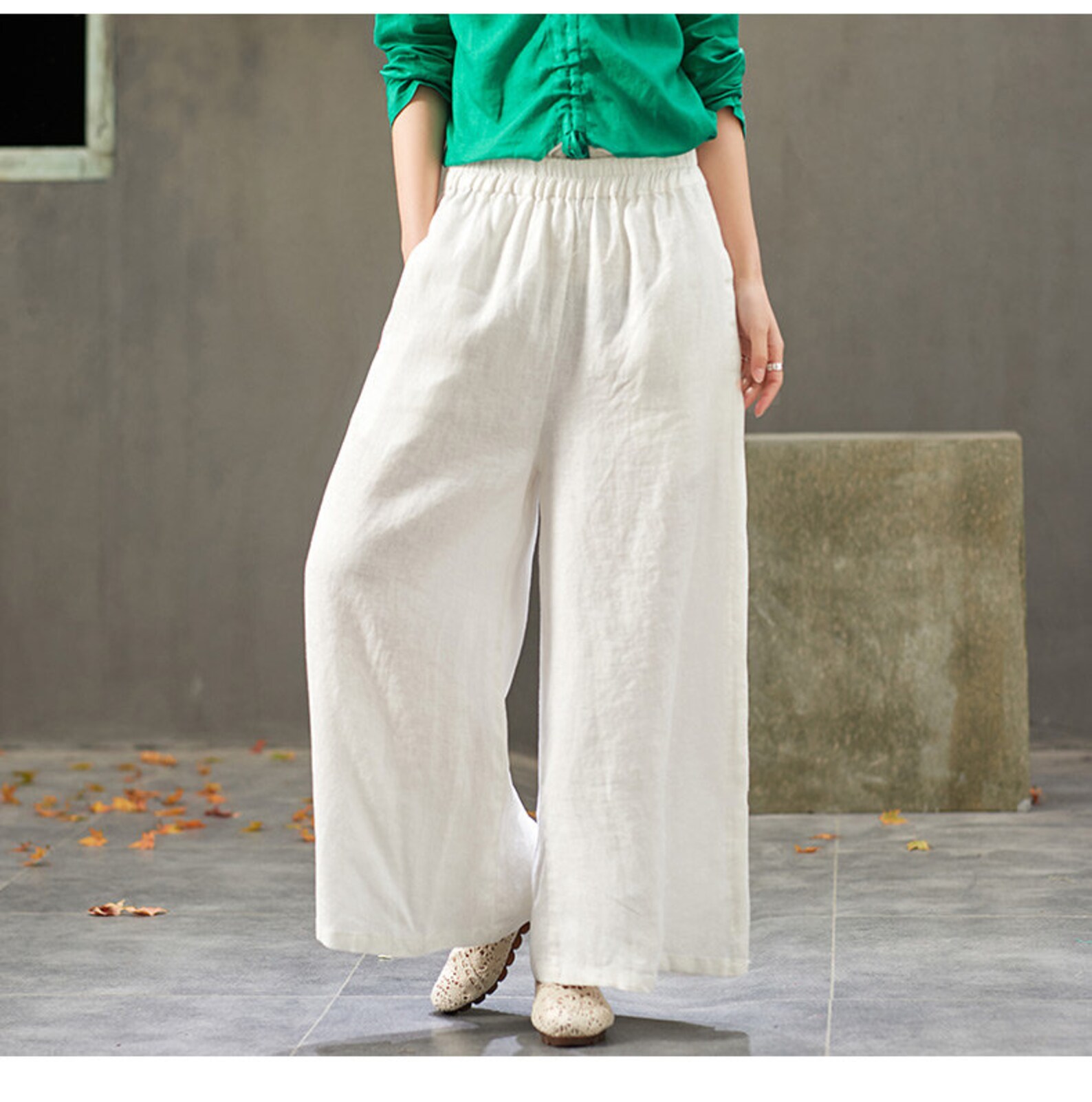 Women Elastic Waist Cotton Pants Soft Casual Loose Large Size Etsy