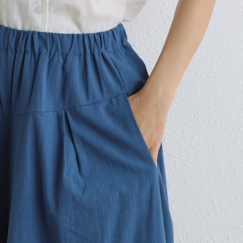 Summer Skirt Pant Women Elastic Waist Cotton Skirt Pant Soft Casual Loose Large Size Boho A-line Skirt Customized Plus Size Linen Pant image 6