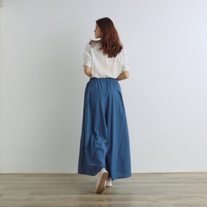 Summer Skirt Pant Women Elastic Waist Cotton Skirt Pant Soft Casual Loose Large Size Boho A-line Skirt Customized Plus Size Linen Pant image 5