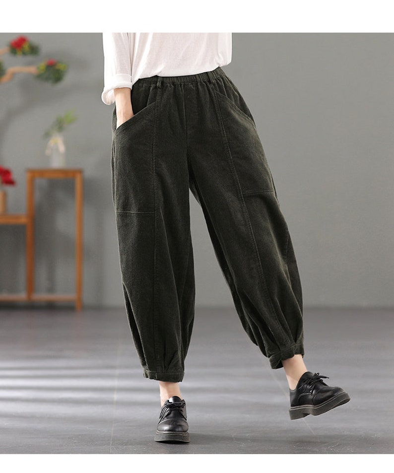 Cotton Corduroy Pant Elastic Waist Pants Womens Soft Warm - Etsy
