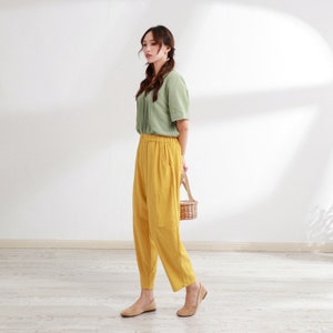 Summer Women Pant Elastic Waist Cotton Pants Soft Casual Loose Large Size Boho Trousers Wide Leg Pant Customized Plus Size Pants Linen Pant image 5