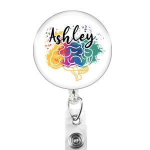 Custom Brain Badge Reel, Neuro Nurse Badge Reel, personalized badge clip, ID holder