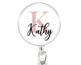Monogram badge reel, retractable badge holder, RN, BSN, Techs, medical staff