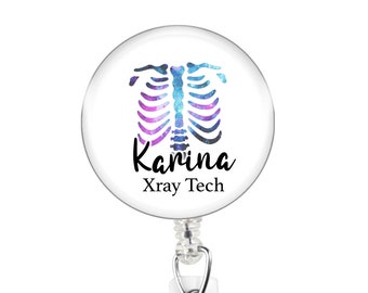Galaxy Rib Cage Badge Reel, Personalized Medical ID Holder