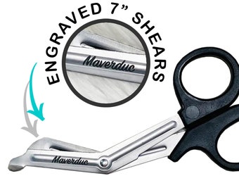 Engraved 7" Trauma Shears, Stainless Steel Medical Scissors