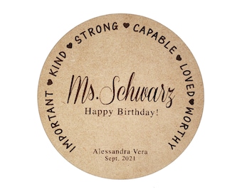 Personalized Engraved Wood Coaster | Custom Teacher Gift | Name or Date Coaster