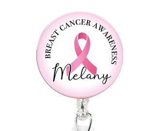 Breast Cancer Awareness Badge Holder, Pink Ribbon