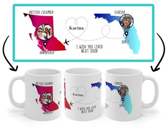 Personalized State to State Coffee Mug, Long Distance Friendship Gift