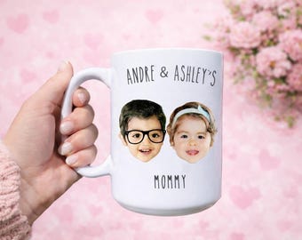 Custom Kids Face Mug | Multiple Children Photo Mug | Personalized Baby Face Cup | Funny Custom Face Gift for Parents & Grandparents