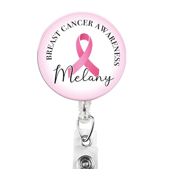 Breast Cancer Awareness Badge Holder, Pink Ribbon 