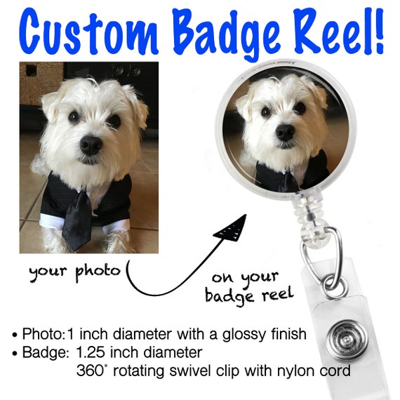 Custom Photo Badge Reel, Dog Badge Reel, Retractable Badge Reel -   Canada
