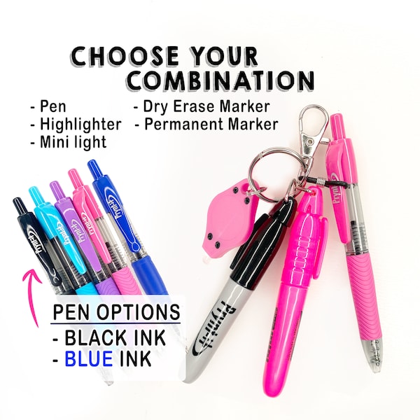 Badge reel accessories, highlighter, Pen, LED light, Dry Erase Marker, Permanent Marker