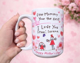 Personalized Artwork mug- Child's Drawing Gift | Custom Kids Art Coffee Mug | Mother’s Day Gift for Mom | Unique Keepsake for teachers