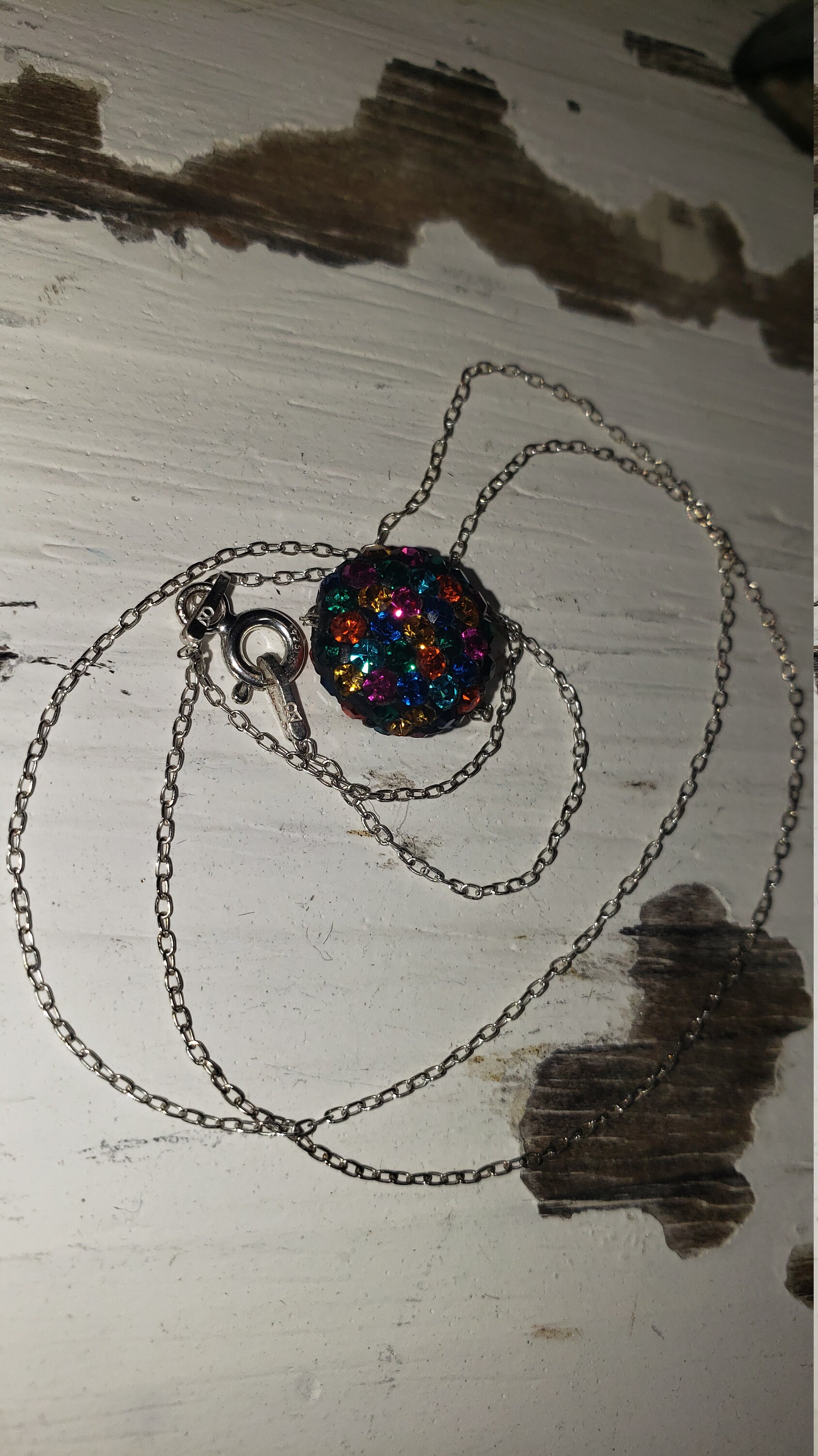 Crystal ball sterling silver necklace Etsy