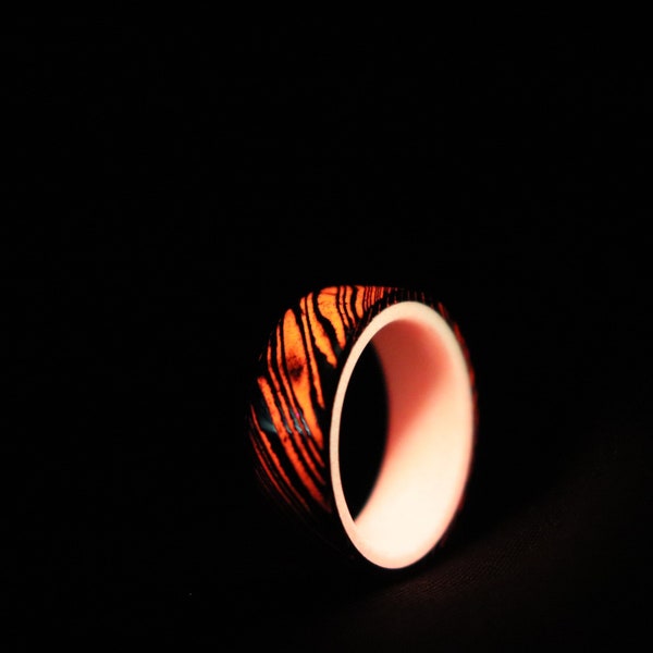 Damascus Glow Ring With Resin Glow Liner