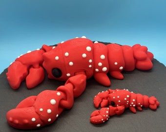 Articulated Lobster Fidget Toy, Flexi Sensory Desk Pet, 3D Printed Large Lobster, Ocean Lover Gift, Kawaii Sea Animal, Stress Relief Toy