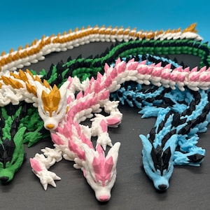 Custom Crystal Dragon 16in, 3D Printed - Articulated Fidget Desk Toy
