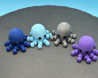 Articulated Mini Octopus Fidget Toy, Flexi Pocket Pet, 3D Printed Sensory Desk Buddy, Tiny Ocean Animal, Octopus Lover Gift, Party Favor