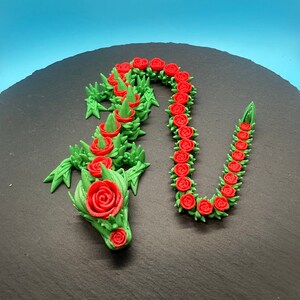 Flexi Rose Dragon Fidget Toy 17in & 29in, Giant Articulated Dragon, 3D Printed ADHD Desk Toy, Dragon Lover Gift, Sensory Stress Relief image 2