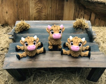 Articulated Highland Cow, Flexi Cow, Highland Cow Desk Decor