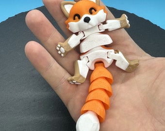 Gelede baby Fox Fidget Toy, Flexi Sensory Desk Pet, 3D-geprinte Fox-sleutelhanger, Fox Lover-cadeau, kawaii cadeau voor haar, Stress Relief-speelgoed