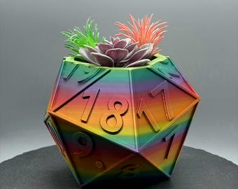 D20 Dice Succulent Planter, Dungeons & Dragons Planter, DnD Dice Pot, RPG Gamer Gift, D20 Air Plant Holder, Geeky Desk Decor, Tabletop Gift