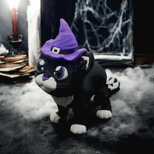 Luna the Witch Cat Fidget, Articulated 3D Printed Fidget Halloween Cat