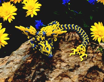 Flexi Winged Thunder Dragon Fidget Toy, Articulated Storm Dragon, 3D Printed ADHD Desk Toy, Dragon Lover Gift, Sensory Stress Relief Toy