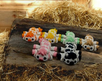 Articulated Cow Friends & Halloween Cow, Flexi Chocolate Cow, 3D Printed Strawberry Cow, Fidget Friends, Banana Cow, Halloween Pumpkin Cow