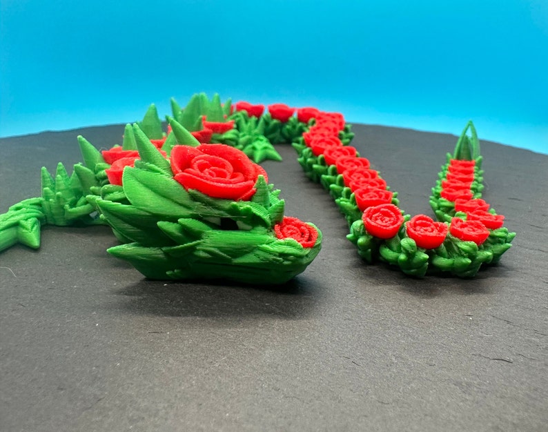 Flexi Rose Dragon Fidget Toy 17in & 29in, Giant Articulated Dragon, 3D Printed ADHD Desk Toy, Dragon Lover Gift, Sensory Stress Relief image 3