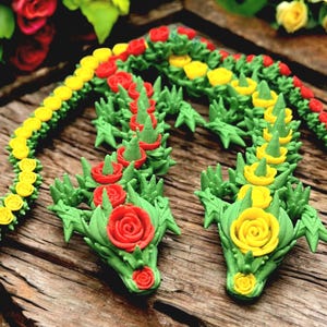 Flexi Rose Dragon Fidget Toy 17in & 29in, Giant Articulated Dragon, 3D Printed ADHD Desk Toy, Dragon Lover Gift, Sensory Stress Relief image 1