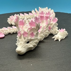 Long Cherry Blossom Dragon, Flexi Dragon, Fidget Long Cherry Blossom Dragon, Multicolor Articulated Long Flower Dragon