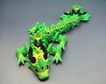 Juguete antiestrés flexible con forma de dragón lunar, dragón lunar articulado, juguete de escritorio impreso en 3D para personas con TDAH, regalo para amantes de los dragones, juguete sensorial Kawaii para aliviar el estrés.