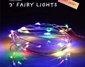 3.37 Foot Multicolor Fairy Lights – Micro Starry LED – Waterproof Wire String Lights – Battery Included