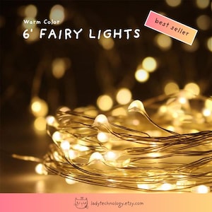 6.56 Foot Warm Fairy Lights - LED - Waterproof Wire String Lights - Battery Included
