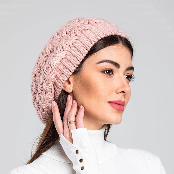 Bonnet tricoté pour femme, béret d'hiver de 17 couleurs différentes pour femme, bonnet pour femme, bonnet au crochet chic d'artiste français, cadeau pour elle, RSSM