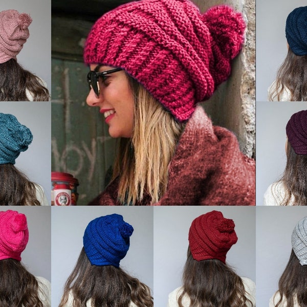 Bonnet tricoté pour femme, Bonnet d'hiver souple 17 couleurs, Cadeau pour elle, Bonnet d'hiver respirant super chaud et doux pour femme RSSM