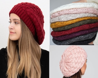 Bonnets pour femme, 17 couleurs différentes, bonnet en tricot pour femme, bonnet respirant, chaud et doux, bonnets d'hiver souples pour femme