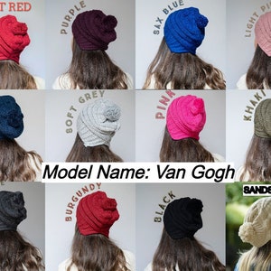 Bonnet tricoté pour femme, béret d'hiver de 17 couleurs différentes pour femme, bonnet pour femme, bonnet au crochet chic d'artiste français, cadeau pour elle, RSSM image 5